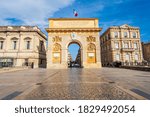Triumphal Arch or Arc de Triomphe in Montpellier city in France