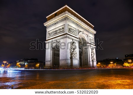 Similar – Image, Stock Photo Arc de triomphe in Paris with blue sky at night