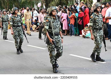 Trivandrum, Kerala, India, September 12, 2022: Parade Of Kerala Police Force On The Last Day Of The Onam Celebrations In The City. Women Power In The Commando Force.