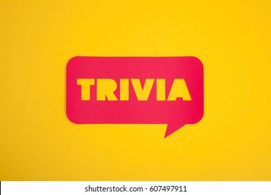 The trivia word placed in a red cloud isolated on yellow.