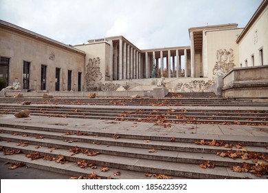 Trocadero Place, Side View, With No People And Tourists, Paris, France