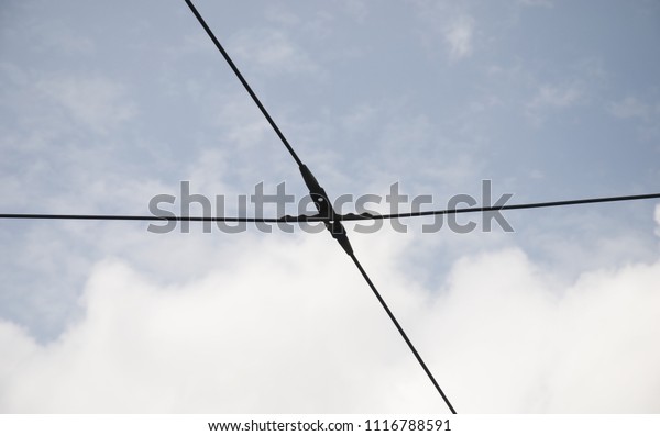 trolley car wire in the\
sky