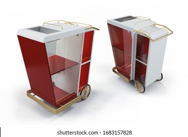 Trolley With Drinks, Portable Bar Mockup 3D