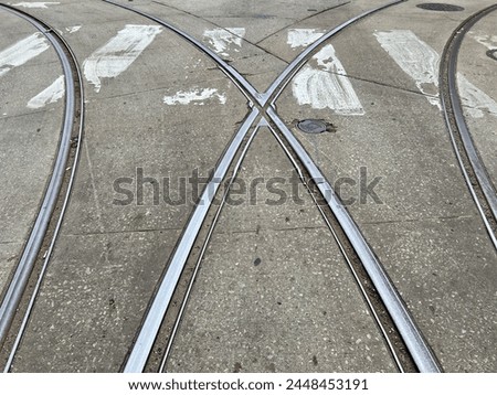 Trolley tracks crisscross a street in North Philadelphia.