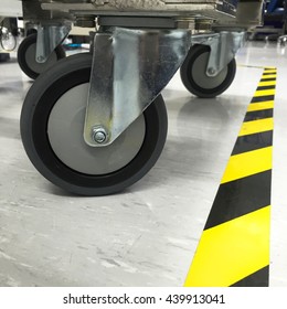 Trolley wheels made of antistatic resin for use in the factory.