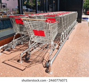 The trolly in front of the store