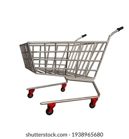 Trolly Super Market  Metallic Isolated For Background - 3d Rendering