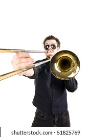 Trombone Player In Action