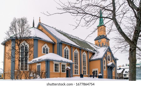 Tromsø, Troms Og Finnmark / Norway -March 5th, 2020: Rear View Of The Tromsø Cathedral In Winter