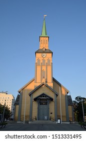 Tromso (Norway) 07-09-2019  Tromsø Cathedral, Norway's Only Wooden Cathedral, Built In 1861, Is Located In The Middle Of The City