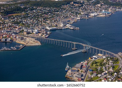 TROMSO, TROMS COUNTY, NORWAY - JULY 11, 2019: Aerial View Of City Of Tromsø, On Island Of Tromsøya.