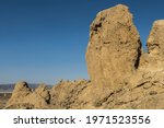 Trona Pinnacles are nerarly 500 tufa spires hiddeen in California Desert National Conservation Area, not far from the Death Valley National Park, California, USA. 