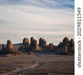 The Trona Pinnacles on a summer afternoon.