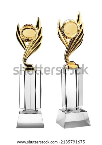 Trophy with different angle isolated on white background
