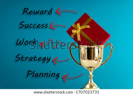 Trophy and present  with competition concept.
