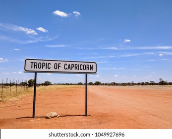 Tropic Of Capricorn Sign Along Highway In Namibia, Africa