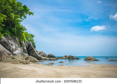 Tropical Beach And Blue Sky Background