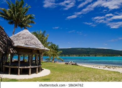 A Tropical Beach Hut In Samoa, South Sea