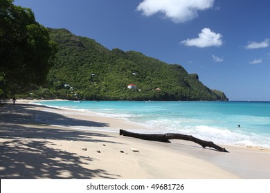 Tropical Beach On Bequia Island, St. Vincent In The Caribbean