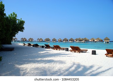 Tropical Beach At Resort, North Malé Atoll, Republic Of Maldives, Adaaran Prestige Vadoo Resort Hotel