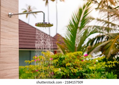 Tropical Beach Shower Outdoor On Maldives Island, Bucket List, Travel Destination, Luxury Trip