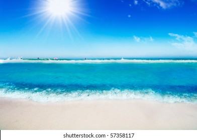 Tropical Beach Sunny Blue Sky Stock Photo 57358117 | Shutterstock