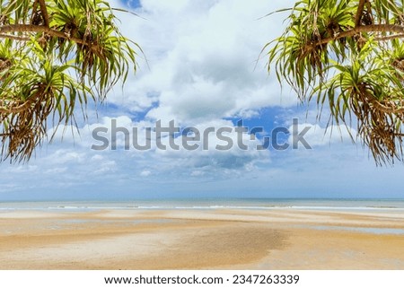 Tropical beach wave at Hua Hin Thailand in the morning.Background or wallpaper of clean sand and clear sea water that can be seen through