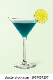 Tropical Blue Lagoon cocktail on background mockup