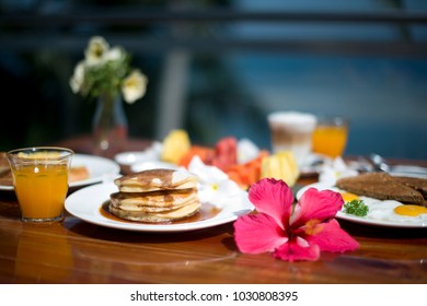 A Tropical Breakfast Served In A Luxury Resort In Asia.