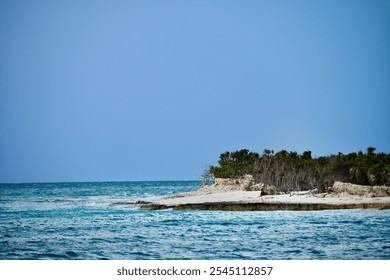 Tropical Coastal Landscape with Clear Blue Water and Lush Vegetation and Beautiful Clouds - Powered by Shutterstock