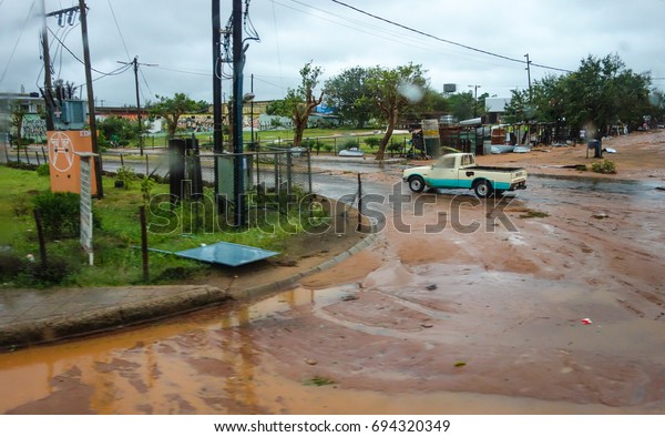 Tropical Cyclone Dineo
destructions center of Maxixe city, Inhabane region, Mozambique ,
Africa February 2017.