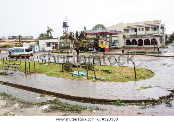 Tropical Cyclone Dineo\
destructions center of Maxixe city, Inhabane region, Mozambique ,\
Africa February 2017.