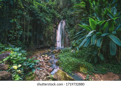 Tropical Diamond Waterfall On Caribbean Island, St. Lucia