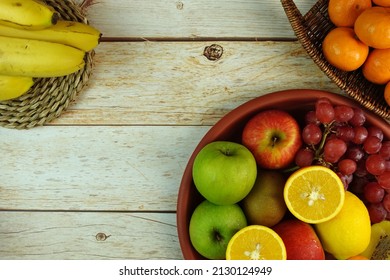 Tropical Fruit Platter On Wooden Surface