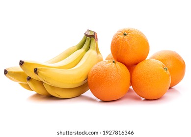 Tropical fruits bananas and oranges. Isolate on white background  - Powered by Shutterstock