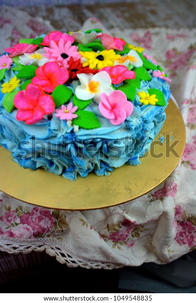 Tropical Inspired Cake Butter Cream Different Stock Photo Edit