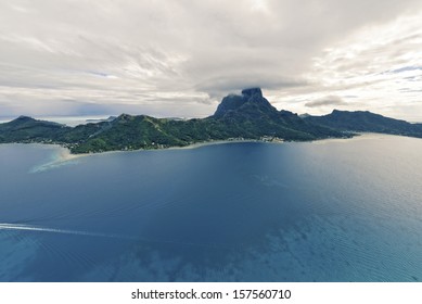 Tropical Island At Bora Bora - Aerial View