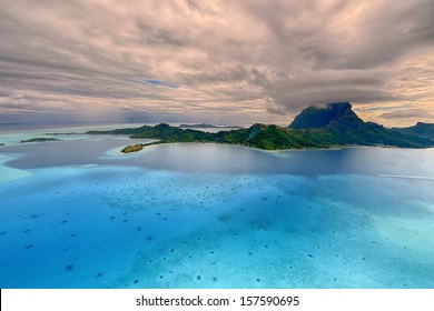 Tropical Island At Bora Bora - Aerial View