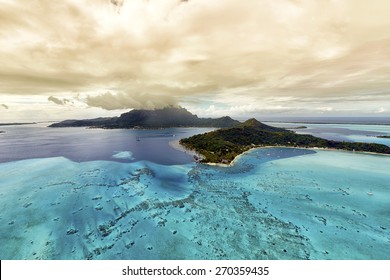 Tropical Island At Bora Bora - Aerial View