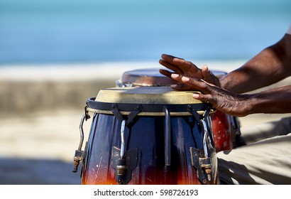 Tropical Island Conga Player Closeup