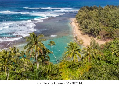 Tropical Kee Beach on the Island of Kauai, Hawaii