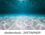 Tropical ocean with white sandy sea bottom underwater in Hawaii