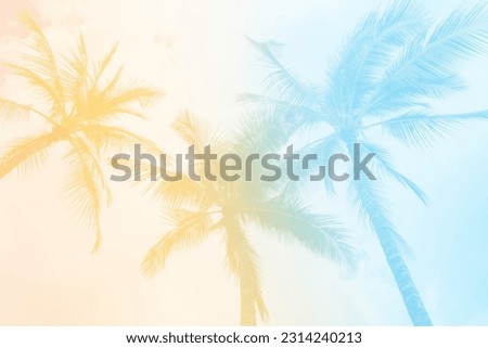 Tropical Palm Tree background - soft pastel summer color. vintage retro tones
