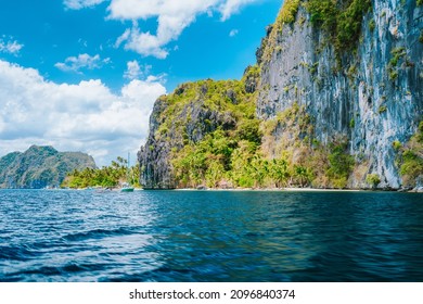 Tropical paradise island with huge impressive mountains rocks, Philippines, Southeast Asia