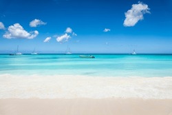 Tropical Paradise, Sand Beach In Caribbean Saona Island, Punta Cana, Dominican