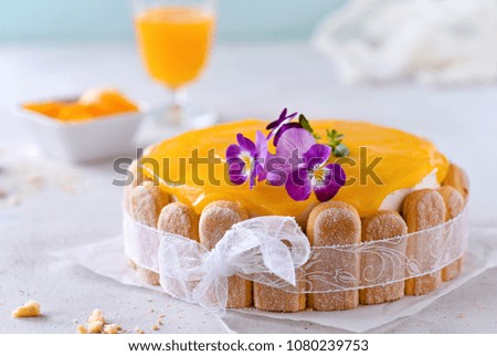 Image, Stock Photo Passion fruit and peach cake