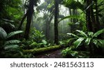 Tropical rain forest with trees