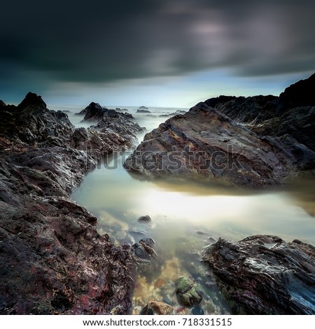 Similar – Beautiful scenery of the coast in the ocean at night