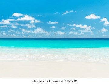Tropical sandy beach. Anse Georgette, Praslin island, Seychelles - vacation background