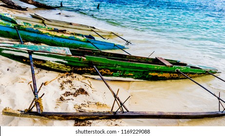 Tropical Sea Landscape , A Little Traditional Boats, Papua New Guinea, Nea Alotau